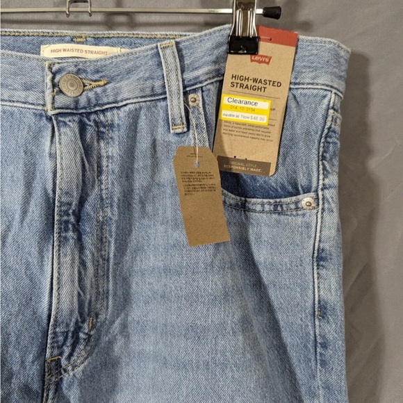 Levis Jeans Women High Waisted Straight Blue 32x29 Ladies Levi Strauss Hemp - Picture 8 of 15